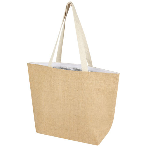 Sac shopping isotherme 12 L en jute à personnaliser Juta Naturel et Blanc